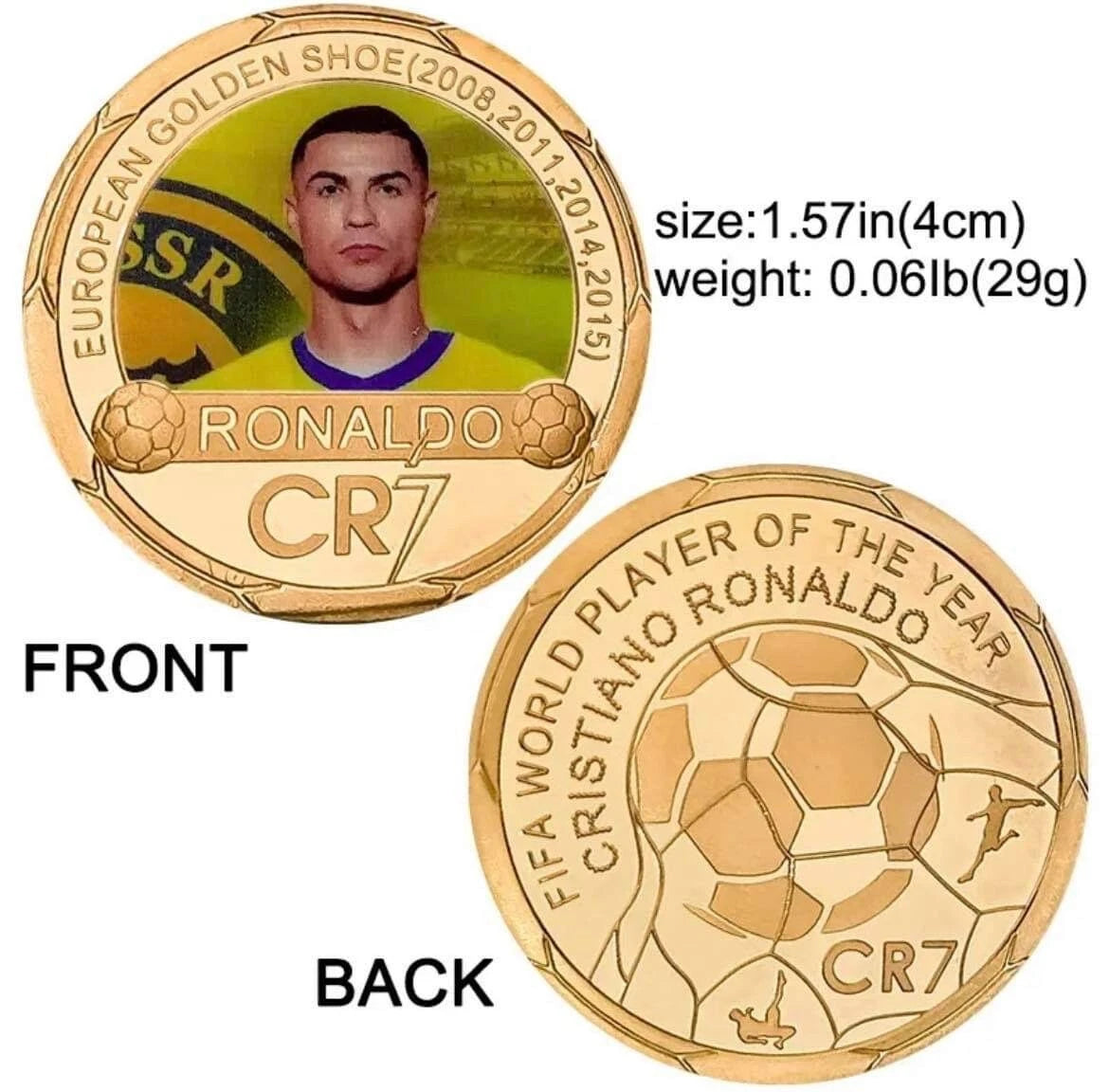 Cristiano Ronaldo / Football - 6 Gold Plated Coins With Display Box Cristiano Ronaldo / Football - 6 Gold Plated Coins With Display Box